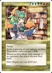 alternate_species apron black_text book bookshelf clothing crossgender furniture green_hair hair holding_book holding_object horn magic:_the_gathering_card maid_headdress maid_uniform male orange_horn orange_wings solo text uniform wings farfin hasbro magic:_the_gathering mythology wizards_of_the_coast nicol_bolas animal_humanoid dragon dragon_humanoid humanoid mythological_creature mythological_scalie scalie artist_name english_text hi_res