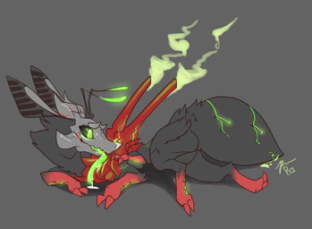antennae_(anatomy) anthro butt female genitals glowing glowing_eyes green_vulva nude solo vulva pixel-butts arthropod hybrid insect lepidopteran moth absurd_res hi_res