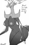 5_fingers anthro anthrofied antlers big_breasts biped blue_eyes blush breasts curvy_figure dialogue featureless_crotch female fingers front_view heart_symbol horn humanoid_hands leaning leaning_forward looking_away navel_rim nipples nude pokemorph pupils simple_background small_waist snout solo standing symbol-shaped_pupils text unusual_pupils voluptuous white_background wide_hips x_pupils nnecgrau nintendo pokemon deer generation_6_pokemon legendary_pokemon mammal pokemon_(species) xerneas 2017 digital_drawing_(artwork) digital_media_(artwork) english_text portrait restricted_palette signature three-quarter_portrait