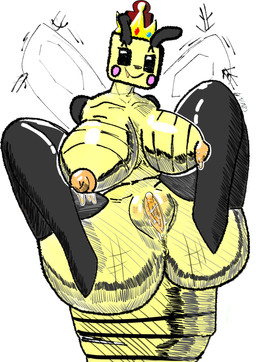 anthro big_butt butt crown female headgear lips solo spread_legs spread_vulva spread_wings spreading tail thick_bottom_lip thick_thighs vulva wings jabutico roblox queen_bee_(grow_a_garden) arthropod bee humanoid hymenopteran insect invalid_tag hi_res