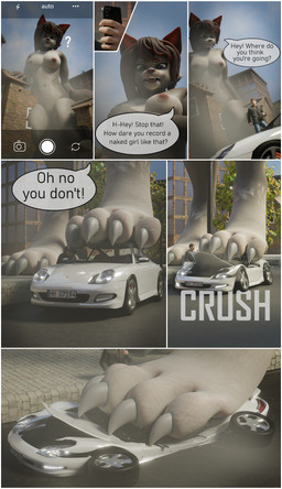 anthro border breasts building building_destruction car cellphone clothed clothing crush destruction duo electronics female foot_crush genitals macro male nipples nude nude_female outside paws phone size_difference smartphone snarling stomping text vehicle vulva white_border nadinada astrid_(nadinada) canid canine canis human mammal wolf 3d_(artwork) absurd_res comic digital_media_(artwork) english_text hi_res sequence