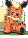 :< angry anthro anthrofied big_tail black_eyes black_nose blush blush_lines breasts butt countershading eyelashes female fur genitals head_tuft looking_at_viewer neck_tuft nipples nude nude_anthro nude_female orange_body orange_fur paws pokemorph pussy simple_background sitting tail tuft white_background yellow_body yellow_fur xammyxx nintendo pokemon eeveelution flareon generation_1_pokemon pokemon_(species) 2025 3:4 cel_shading digital_media_(artwork) hi_res shaded signature watermark