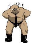 anthro belly brown_body brown_fur clothing fur kemono male moobs necktie nipples overweight overweight_anthro overweight_male scar simple_background solo text underwear white_background hasukichi bear mammal 2012 japanese_text