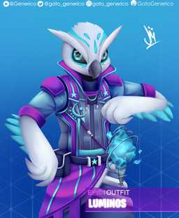 anthro beak black_sclera blue_eyes clothed clothing feathers fur lamp lantern male solo white_body white_fur gatogenerico epic_games fortnite luminos avian bird owl 2019 absurd_res digital_media_(artwork) hi_res