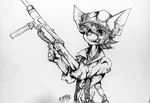 anthro cigar clothing ear_tuft fur gun hair holding_gun holding_object holding_ranged_weapon holding_weapon kemono male mp_40 ranged_weapon rolled_up_sleeves shirt solo submachine_gun suspenders topwear tuft weapon ennendraws cyberconnect2 fuga:_melodies_of_steel little_tail_bronx malt_marzipan canid caninu mammal 2019 hi_res monochrome