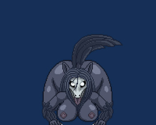 all_fours anthro big_breasts big_butt black_body black_fur black_hair bone breasts butt female fur hair heart_eyes heart_symbol skull skull_head solo tail tongue tongue_out micadi_(artist) mugen scp_foundation mal0 scp-1471-a malo animated digital_media_(artwork) low_res pixel_(artwork) pixel_animation