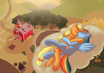apple barn blonde_hair blue_body blue_feathers blue_fur bodily_fluids clothing cloud cowboy_hat cutie_mark detailed_background duo eyes_closed feathered_wings feathers female female/female feral feral_on_feral food fruit fur genital_fluids genitals hair hat hay headgear headwear hill hooves hug kissing multicolored_hair outside plant quadruped rainbow_hair rubbing scenery sunset tail underhoof vaginal_fluids vulva well wet wing_boner wings cobalt_snow conditional_dnp friendship_is_magic hasbro my_little_pony mythology applejack_(mlp) rainbow_dash_(mlp) earth_pony equid equine horse mammal mythological_creature mythological_equine pegasus pony digital_media_(artwork) hi_res