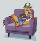 anthro eyebrows eyelashes feet female fingers green_eyes hair horn sparkles toes bardju antelope bovid mammal 2021 animated digital_media_(artwork) short_playtime subtle_animation