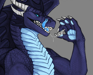 blue_body blue_eyes blue_frill blue_pawpads blue_scales blue_tongue blue_wings bodily_fluids bone cheek_frill claws feral forked_tongue frill_(anatomy) glistening glistening_eyes grey_background grey_horn grin head_crest head_frill horn licking licking_lips licking_own_lips looking_at_viewer male membrane_(anatomy) membranous_wings pawpads ridged_horn saliva saliva_string scales self_lick semi-anthro simple_background skull smile solo tongue tongue_out unsigned white_claws white_horn wings acidic mythology dragon mythological_creature mythological_scalie scalie bust_portrait hi_res portrait