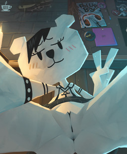 alternative_fashion ankh ankh_necklace anthro anus blush blush_lines bracelet candle detailed_background emo_haircut female genitals gesture goth hand_gesture jewelry necklace poster selfie slim solo spread_legs spreading text v_sign vulva young bzeh cartoon_network the_amazing_world_of_gumball teri_(tawog) bear mammal paper_creature hi_res signature