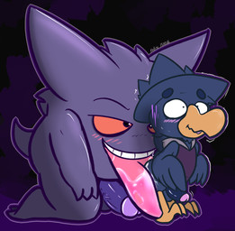 anal anthro balls big_tongue blush circumcised dominant duo erection feathered_wings feathers foreskin from_behind_position genitals humanoid_genitalia humanoid_penis kneeling larger_dom licking male male/male motion_lines naughty_face oral penis rimming semi-anthro sex shaking shivering size_difference tongue tongue_out vein veiny_penis wide_eyed winged_arms wings felino nintendo pokemon fan_character felikrow felimon avian bird generation_1_pokemon generation_2_pokemon gengar murkrow pokemon_(species) spirit 2016 hi_res signature