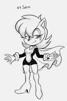 boots cape clothing eyelashes female footwear gloves handwear high_heels shoes solo fuckwolfamy archie_comics sega sonic_the_hedgehog_(archie) sonic_the_hedgehog_(comics) sonic_the_hedgehog_(series) saleta_acorn chipmunk ground_squirrel mammal rodent sciurid hi_res monochrome sketch