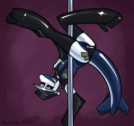 accessory aircraft anthro armwear boeing_787 bulge clothing dancing footwear hat headgear headwear high_heels latex latex_armwear latex_clothing latex_legwear latex_stockings legwear machine male necktie peaked_cap pole pole_dancing shoes simple_background solo stockings stripper_pole teeth toothy_grin vehicle bunchasticks boeing roger_(bunchasticks) aeromorph living_aircraft living_machine living_vehicle hi_res