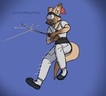 anthro bullet clothing cyberpunk eyewear fur high_tech inner_ear_fluff katana male melee_weapon projectile_deflection samurai simple_background solo sparks sword tail tuft warrior weapon manofmanyfaces cd_projekt_red cyberpunk_2077 v_(cyberpunk_2077) canid canine fennec_fox fox mammal true_fox digital_media_(artwork) hi_res shaded simple_shading