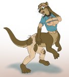 areola big_breasts black_nose bottomwear breast_expansion breasts brown_body brown_fur clothed clothing collar countershade_face countershade_fur countershade_torso countershading expansion feet female fingers fur green_eyes hair huge_breasts human_to_taur ineffective_clothing looking_back looking_back_at_self membrane_(anatomy) mid_transformation multicolored_body nipples on_hind_legs open_mouth otter_tail pants quadruped shirt simple_background solo species_transformation standing surprise t-shirt tail tan_body tan_countershading taur_transformation teeth toes topwear torn_clothing transformation wardrobe_malfunction webbed_feet webbed_hands white_background oter mammal mustelid otter taur 2015 colored