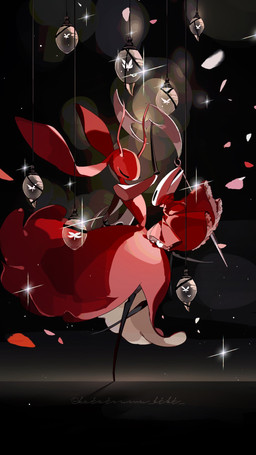 2_horns ambiguous_gender antennae_(anatomy) anthro biped black_eyes cloak clothed clothing duo empty_eyes eyes_closed holding_melee_weapon holding_object holding_weapon horn larger_ambiguous looking_at_another melee_weapon midair pose red_body red_cloak red_clothing size_difference smaller_ambiguous sparkles standing weapon katatsumu_ktkt hollow_knight:_silksong hollow_knight_(franchise) team_cherry hornet_(hollow_knight) skarrsinger_karmelita ant arthropod hymenopteran insect skarr 2026 9:16 hi_res female_(lore)