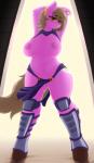 amber_eyes anthro blush breasts clothing female genitals harem_outfit knee_pads looking_at_viewer nipples piercing pose pussy shin_pads solo standing tail replica_(artist) hasbro my_little_pony fan_character reppy_(mlp) equid equine horse mammal pony 2017 absurd_res hi_res