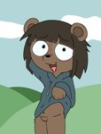 anthro brown_body brown_fur clothed clothing eyewear female fur genitals hair loli nude open_mouth presenting pussy simple_background solo young young_anthro young_female koredex cartoon_network we_bare_bears chloe_park bear brown_bear mammal ursine absurd_res digital_media_(artwork) hi_res