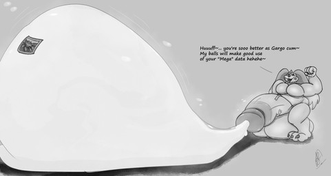 anthro balls belly big_balls big_condom big_penis bodily_fluids cock_vore condom condom_disposal cum cum_vore cumshot digestion duo ejaculation filled_condom genital_fluids genitals huge_balls huge_penis hyper hyper_balls hyper_genitalia hyper_penis larger_sub male male/male musk musky_balls musky_penis pecs penile penis polaroid_photo role_reversal sexual_barrier_device size_difference submissive text vein veiny_penis vore newtrabbit bandai_namco digimon cherubimon cherubimon_(evil) digimon_(species) gargomon lagomorph leporid mammal rabbit absurd_res english_text hi_res monochrome