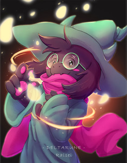 5_fingers ambiguous_gender anthro black_body black_fur blush clothing eyewear fingers fur glasses hat headgear headwear horn scarf solo wizard_hat bai_qiao deltarune undertale_(series) ralsei boss_monster_(undertale) darkner 2019 hi_res portrait three-quarter_portrait male_(lore)