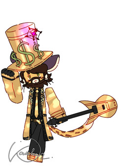anthro beard black_bottomwear black_clothing black_ears black_pants black_topwear bottomwear brown_beard brown_facial_hair brown_hair brown_markings brown_tail clothed clothed_male clothing currency_symbol dipstick_tail dollar_sign facial_hair floating_hands floating_head footwear fully_clothed fur gloves gold_(metal) golden_clothing green_eyes guitar hair handwear hat headgear headwear holding_guitar holding_musical_instrument holding_object kasika looking_at_viewer male male_anthro markings musical_instrument narrowed_eyes noseless pants plucked_string_instrument shoes simple_background string_instrument subspace_tripmine symbol tail tail_markings top_hat topwear vest walking white_background white_inner_ear white_markings white_tail_tip yellow_body yellow_fur yellow_tail roblox felid leopard mammal pantherine robloxian 3:4 hi_res shaded signature watermark