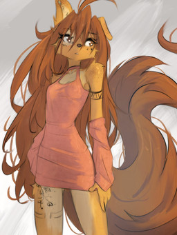 anthro biped breasts clothed clothed_anthro clothed_female clothing countershade_torso countershading female front_view fur hair small_waist solo standing tail tattoo tinygaypirate apogee_(tinygaypirate) canid canine canis domestic_dog mammal 2025 3:4 digital_drawing_(artwork) digital_media_(artwork) hi_res
