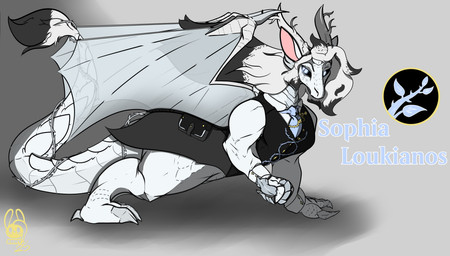 accessory claws clothing cuffed_shirt female glowing glowing_eyes hair horn large_creature long_hair mature_female mythological_scale necktie paintbrush_tail tail_coat thick_thighs thorns topwear vest white_body white_hair wings succubusbnny european_mythology mythology sophia_(succubusbnny) dragon mythological_creature mythological_scalie scalie western_dragon absurd_res full-length_portrait hi_res portrait