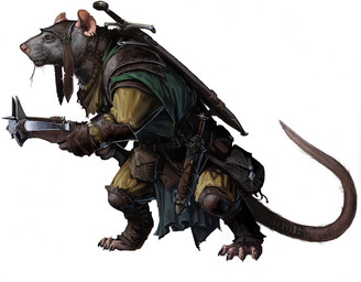 anthro armor claws clothing dagger fur grey_body grey_fur hat headgear headwear holding_crossbow male melee_weapon pauldron pouch_(clothing) scabbard side_view simple_background solo standing sword tail weapon whiskers white_background ben_wootten paizo pathfinder mammal murid murine rat rodent 2011