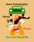 ambiguous_gender beak biped car duo feral green_eyes public_service_announcement quadruped tail text vehicle whiskers alex_tomlinson avian bird domestic_cat felid feline felis mammal english_text hi_res