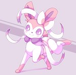 ambiguous_gender blush bow_(feature) clothing diaper feral paws pillow raised_leg raised_paw ribbons smile solo standing diver_(artist) nintendo pokemon eeveelution generation_6_pokemon pokemon_(species) sylveon absurd_res hi_res