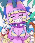 ambiguous_gender anthro big_breasts bikini bikini_top breasts clothing dessert female feral food group pinata sharp_teeth shaved_ice smile swimwear teeth two-piece_swimsuit nelnal blair_(nelnal) animate_inanimate living_pinata digital_drawing_(artwork) digital_media_(artwork) hi_res