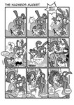 anthro book dialogue duo female heart_symbol humor reading scared text toony galactabee nikki_(galactabee) orianna_(galactabee) canid canine canis domestic_dog lagomorph leporid mammal rabbit 2021 absurd_res comic english_text greyscale hi_res monochrome