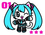 alternate_species anthro chibi clothed clothing female furrification one_eye_closed open_mouth solo superflat tail cyberneko vocaloid hatsune_miku domestic_cat felid feline felis mammal hi_res