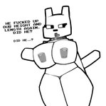 anthro big_breasts breasts collar collar_only eyelashes female looking_aside nipples nude open_mouth profanity slightly_chubby solo standing tail text thick_thighs lewdewott microsoft minecraft mojang xbox_game_studios wolf_(minecraft) 2025 english_text hi_res monochrome