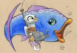 blue_body bound bubble duo feral fishing green_eyes male micro open_mouth pink_body rope underwater water tsitra360 mythology der gyro_tech avian fish gryphon marine mythological_avian mythological_creature hi_res