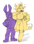 big_breasts bottomwear breasts clothing duo female furgonomics huge_breasts jacket male size_difference skirt smaller_male tail tail_through_skirt topwear naughtyjester ruby_(rubyluvcow) bovid bovine cattle lagomorph leporid mammal rabbit arthur_(disambiguation) hi_res