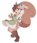 anthro apron barefoot clothed clothing feet female fluffy fluffy_tail fully_clothed holding_object leg_markings markings one_eye_closed open_mouth simple_background socks_(marking) solo tail whiskers white_background conditional_dnp tohupo surisu_(tohupo) mammal rodent sciurid tree_squirrel 2022 absurd_res dated digital_media_(artwork) hi_res