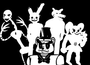 anthro bib black_background bow_(feature) bow_tie clothing female group grumpy hat headgear headwear machine male simple_background top_hat inkyfrog five_nights_at_freddy's five_nights_at_freddy's_3 scottgames sister_location circus_baby_(fnaf) foxy_(fnaf) freddy_(fnaf) springtrap_(fnaf) animatronic bear canid canine fox humanoid lagomorph leporid mammal rabbit robot 2016 black_and_white monochrome