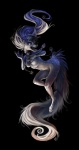 anthro biped female floating fur fur_markings hair jewelry long_hair long_tail markings nude open_mouth simple_background solo tail white_body white_fur maelice canid canine mammal