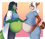 anthro belly clothing doctor female medicine nurse_clothing nurse_uniform pregnant solo uniform bindweed_(artist) avian bird felid mammal parrot prehistoric_species saber-toothed_tiger