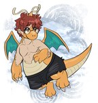 bottomwear brown_eyes brown_hair clothed clothing eyewear glasses hair human_to_scalie male mid_transformation shorts shorts_only topless transformation wearing_glasses white_body starwolfskin zgf_art nintendo pokemon bryanthewolffe dragonite generation_1_pokemon human mammal pokemon_(species) 2024 absurd_res hi_res