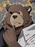 anthro balo_dqx_ff14 bear ben_bigger brown_body brown_fur clothing facial_scar fur hi_res jacket male mammal mihoyo missing_eye scar solo topwear white_clothing white_jacket white_topwear zenless_zone_zero