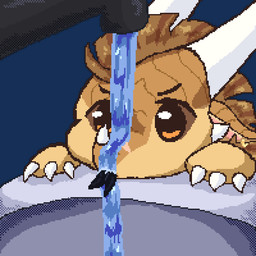 ambiguous_gender black_tongue brown_eyes cheek_spikes chibi claws drinking drinking_water ear_piercing ear_ring facial_scar facial_spikes faucet feral finger_claws forked_tongue horn nose_spike piercing ring_piercing scar simple_background sink snout solo spikes spikes_(anatomy) tongue transparent_background water ryukiri mythology wings_of_fire qibli_(wof) dragon mythological_creature mythological_scalie sandwing_(wof) scalie 1:1 alpha_channel animated digital_media_(artwork) loop pixel_(artwork) pixel_animation shaded
