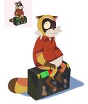 anthro brown_body brown_fur clothing dress_shirt fur male mature_male one_eye_closed shirt sitting solo stereo topwear wink yellow_eyes simonlee85705 robot_dreams rascal_(robot_dreams) mammal procyonid raccoon hi_res