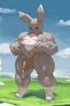 balls bodily_fluids clothing cum cum_in_clothing cum_through_clothing genital_fluids genitals male muscular muscular_male penis solo underwear wet wet_clothing koki lagomorph leporid mammal rabbit 2015 hi_res