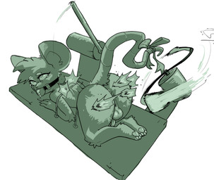 accessory anthro anus balls bdsm bodily_fluids bow_ribbon drooling erection furgonomics gag gagged genitals male motion_lines ribbons saliva solo spanking_machine tail tail_accessory tail_bow tail_ribbon tears_of_pain bitterfucker1 bramble_(amoderaterobo) mammal mouse murid murine rodent