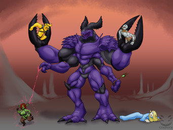 anthro big_muscles extreme_size_difference female forced group horn huge_muscles hyper hyper_muscles macro magic male multi_arm multi_eye multi_limb muscular muscular_male pincers size_difference corinoch_(artist) dungeons_and_dragons hasbro mythology wizards_of_the_coast corinoch arthropod demon dragon dragonborn_(dnd) elf glabrezu goblin humanoid mythological_creature mythological_scalie scalie warforged 4:3 hi_res