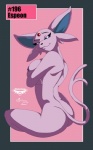 2011 5:8 anthro anthrofied big_butt biped breasts butt collaboration eeveelution espeon female forked_tail gem generation_2_pokemon hashtag holding_breast id_number looking_at_viewer mingchee nintendo nipples notorious84 nude number pink_theme pinup pokemon pokemon_(species) pokemorph pose sitting smug solo species_name tail text the_pokedex_project unusual_anatomy unusual_tail