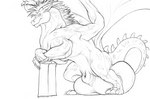 animal_genitalia balls big_balls claws feral genitals horn huge_balls hyper hyper_balls hyper_genitalia male membrane_(anatomy) membranous_wings muscular muscular_feral muscular_male sheath solo tail wings tochka mythology dragon mythological_creature mythological_scalie scalie absurd_res hi_res monochrome