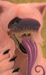 ambiguous_gender anthro anthro_pred big_ears black_lips black_sclera blonde_hair bodily_fluids claws drooling duo facial_piercing fur green_eyes hair head_in_mouth human_prey larger_anthro light_body light_skin lips long_tongue looking_at_viewer looking_pleasured markings mouth_shot nose_piercing open_mouth oral_head_gulp oral_vore piercing saliva saliva_string size_difference smaller_human spots spotted_markings teeth thick_lips tongue vore white_body white_fur willing_pred willing_prey killergrizzly feha_(killergrizzly) cetacean dolphin felid feline fish human hybrid mammal marine oceanic_dolphin orca requiem_shark shark sharkcat tiger_shark toothed_whale absurd_res hi_res